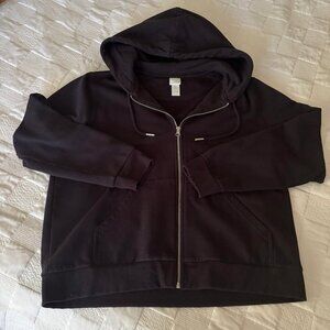 H&M Black Full Zip Hoodie Sweatshirt Size L
